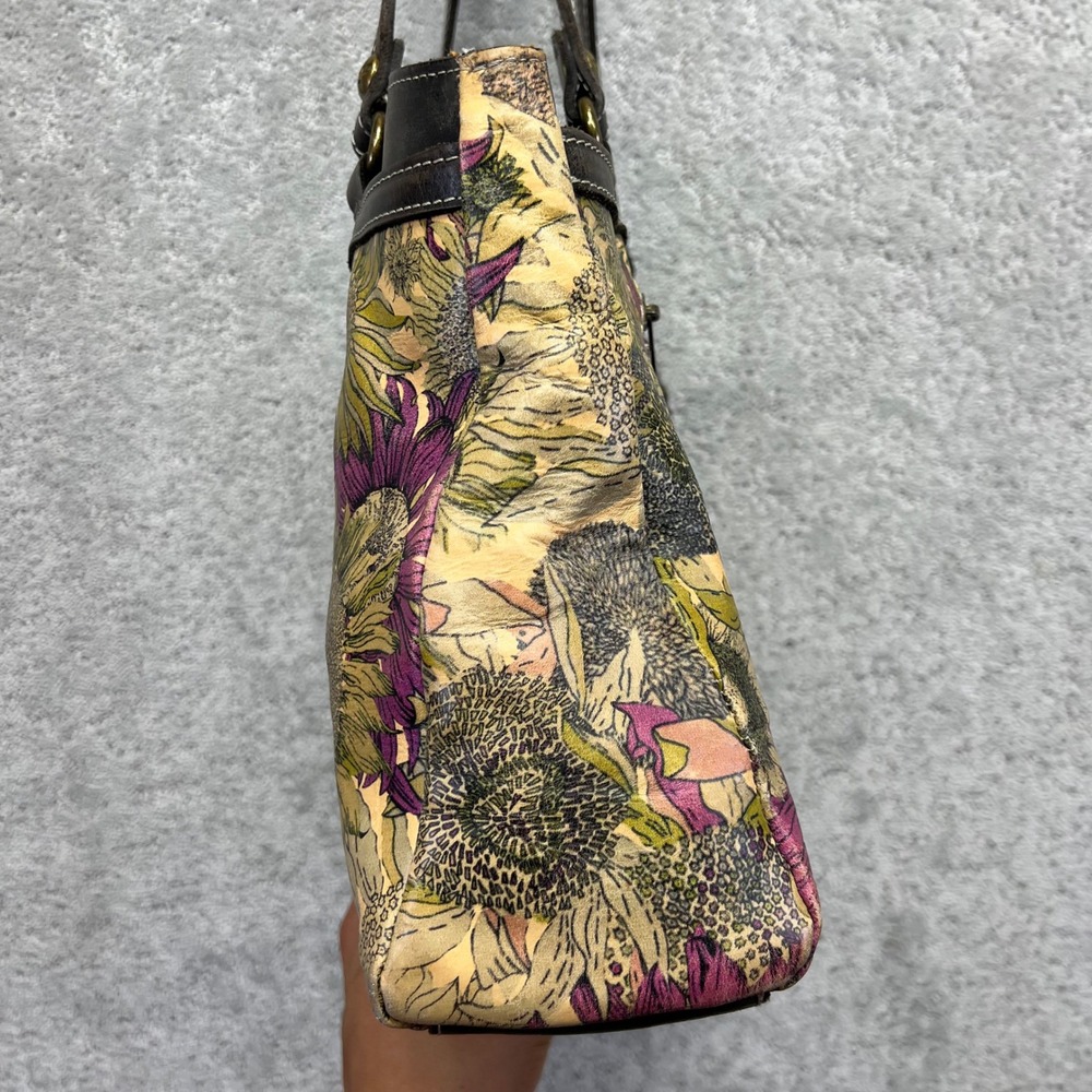Patricia Nash Tote Shoulder Bag Sunflower Leather Top Handle Floral Beet P53201 - Picture 5 of 16